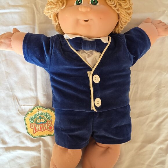 Vntg Cabbage Patch Kids Limited Edition Boy&Girl Twins 1985 Dark Blue Outfits - Picture 4 of 12